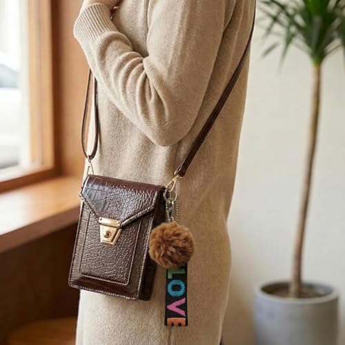 Image of TYPIFY Women's Crocodile Pattern Mobile Pouch Sling Bag | Cute Bear Charm Crossbody Phone Case | Premium Wallet Bag with 2 Pockets | Fits All iPhone & Android Phones