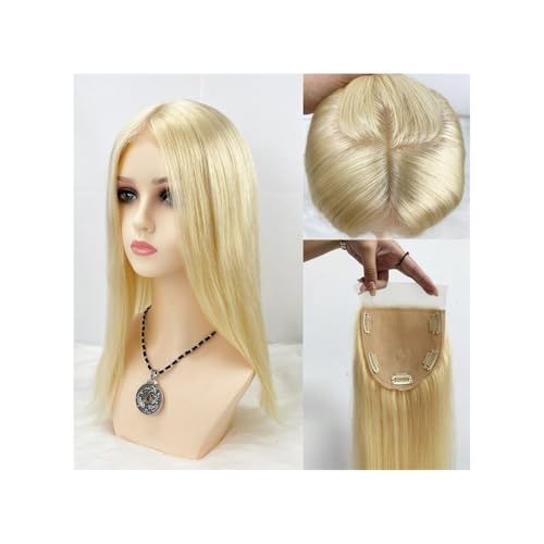 Topper de cabello humano rubio 613 con cierre de encaje de seda 5x5 6
