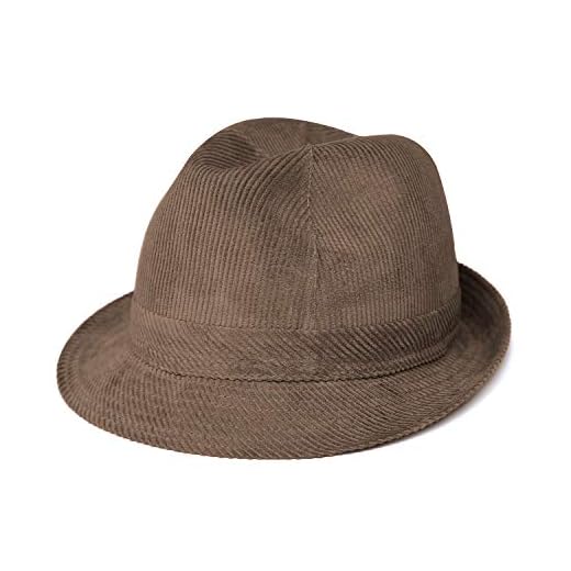 fiebig Westminster Corduroy hat | Trilby for Women & Men Made of Cotton | in Fedora with Cord Set, Inner Band & mesh Lining (62-XXL, Brown)