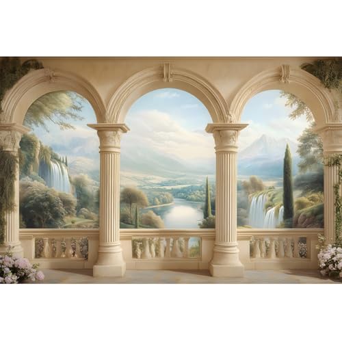 Toile de fond terrasse européenne avec cascades pour décoration de chambre