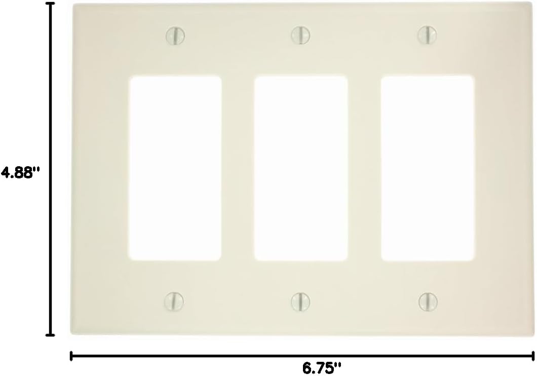 Leviton 3-Gang Decora/GFCI Device Wallplate, 80611-T, Light Almond