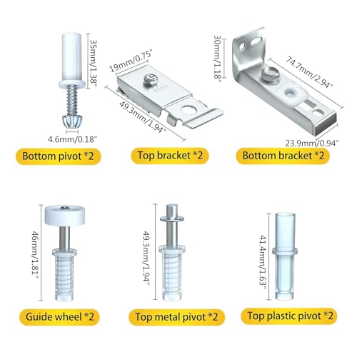 Juego de 20 piezas de kit de herrajes para puertas plegables para reparación y reemplazo de puertas dobles plegables miniatura 3