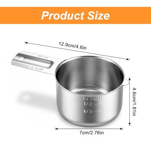 Vaso medidor de 2/3 taza de acero inoxidable 304 160 ml miniatura 2