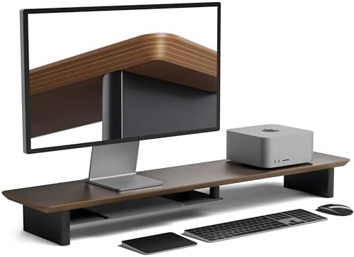 （09:30時点） amesoba 木製 モニタースタンド 卓上 デスクシェルフ (天板：ダークウォールナット/パーツ：ブラック)