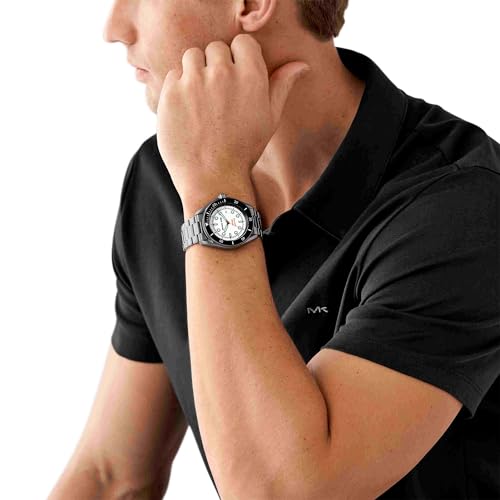 Image of Michael Kors Analog White Dial Men's Metal Band Watch-MK9163