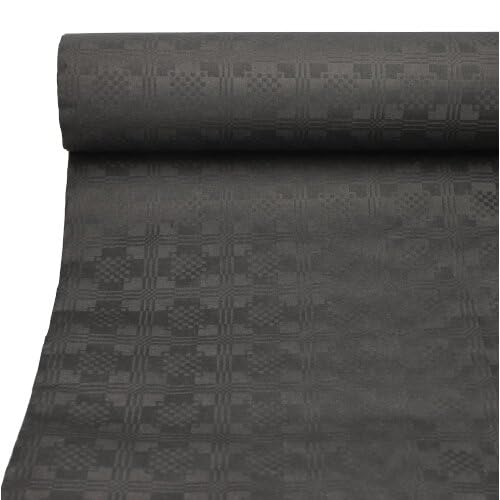 DeinPack Rouleau de Nappe Damassée Jetable - 1 m x 50 m - Noir - Idéale pour Fêtes, Associations et Anniversaires