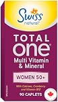 Swiss Natural Total Une vitamine multi & Minéraux Femmes 50+ avec Calcium, Cranberry & Vitamine B12, Sans Iron. Entretien quotidien pour la santé globale. 90 Caplets