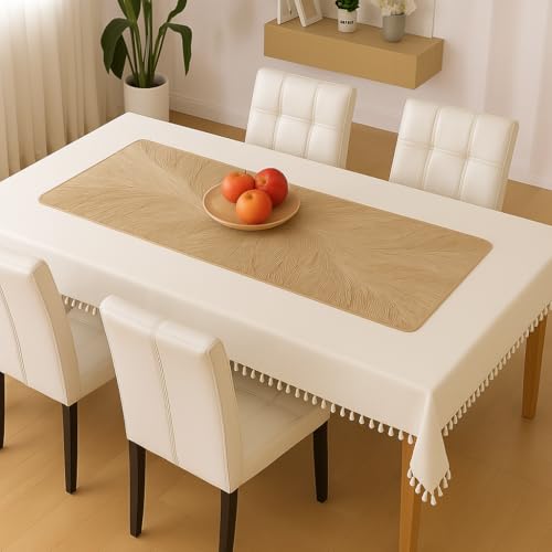 Image of Homerz Premium Table Runner, PVC, Size- 92x34 cm | Waterproof, Heat Resistant, Non-Slip, Easy to Clean Soft Table Runner for Coffee Table, Dining Table and Centre Table. (Golden Aura)