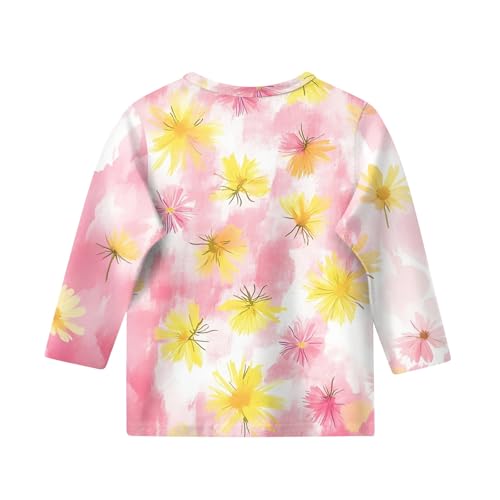 Clothes for Teen Girls Tops 3/4 Length Sleeve Shirts Graphic Floral Print Pullover Blouses Loose Tops 5-16 Years2
