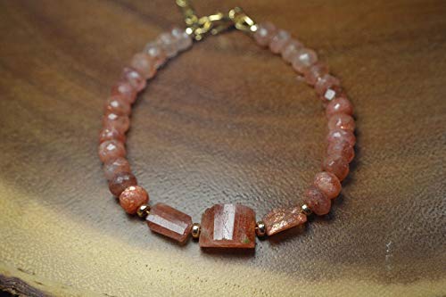 WORLD WIDE GEMSOregon Sunstone Statement Bracelet in 14k Gold // Solar Plexus Chakra // Natural Sunstone // Stacking Bracelet // Bohochic // Healing