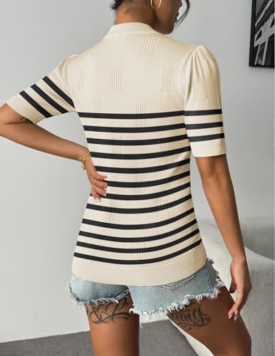 Image of Zeagoo Womens Short Sleeve Sweaters Soft Casual V Neck Pullover Tops Lightweight Knit Sweater Blouse