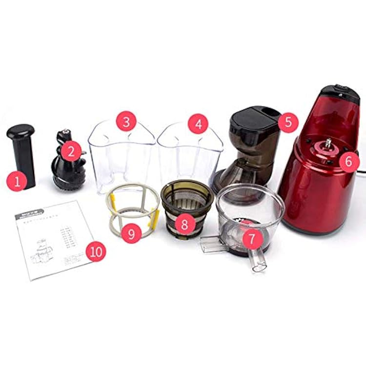 Slow Masticating Juicer, Cold Press Juicer Machine, Juice Extractor with Quiet Motor and Reverse Function, Juicing Separation Without Filtering, Easy Clean,Gold
