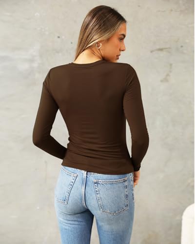 Image of Abardsion Women's Slim Lightweigh Long Sleeve T Shirts | Fall Clothes 2026 Casual Basic Crewneck Going Out Crop Tops Y2K