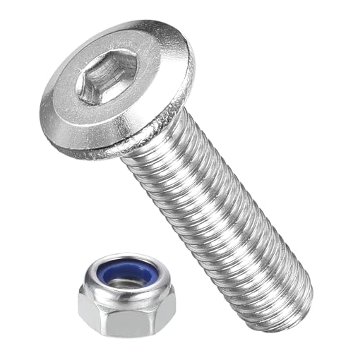Image of METALLIXITY Crib Screws Replacement Set(M5-0.8x20) 60Pcs, Silver Tone, 304 Stainless Steel Hex Socket Screws with Lock Nuts - for Furniture Woodworking Project, Silver Tone
