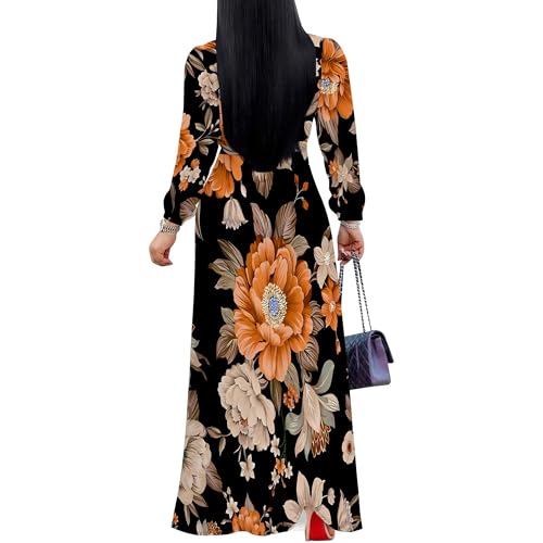 Image of PinkPatty Women's Long Sleeve Maxi Dress Plus Size Casual V Neck Wrap Dress with Pockets&Belt