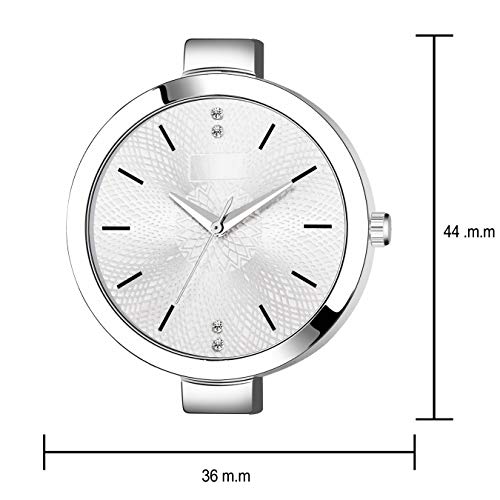 Image of Acnos Silver Plated Mesh Chain Analog Watch for Women - Black /Blue /White /Pink /Brown Dial