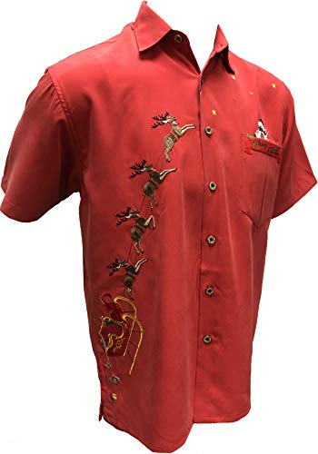 Bamboo Cay Men's Peekaboo Santa Embroidered Shirt