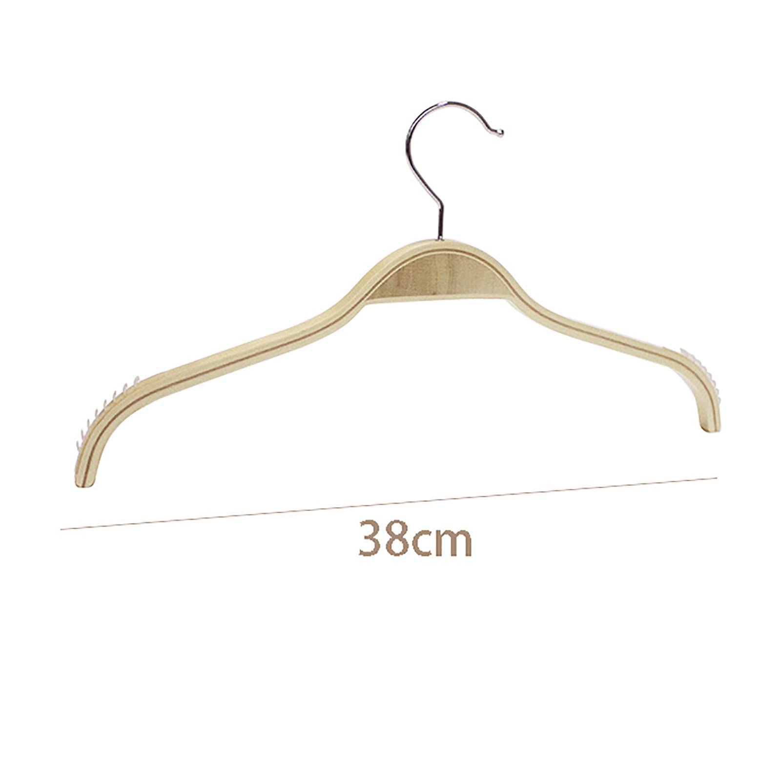 Kleiderbügel aus natürlichem Holz, 38 cm breit, flach, für Röcke, Oberteile, Mäntel und Jacken, langlebiges Massivholz für Schrankorganisation, 10 Stück