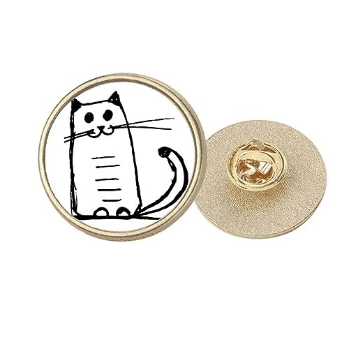 Broche de gato dorado con diseño art deco en relieve para solapa de chaqueta