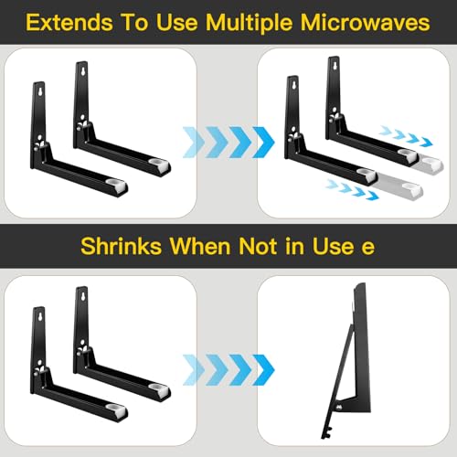 2 STK Wandregal Mikrowellenhalterung | Edelstahl Einstellbar – Halterung für Mikrowelle & Kleinen Backofen