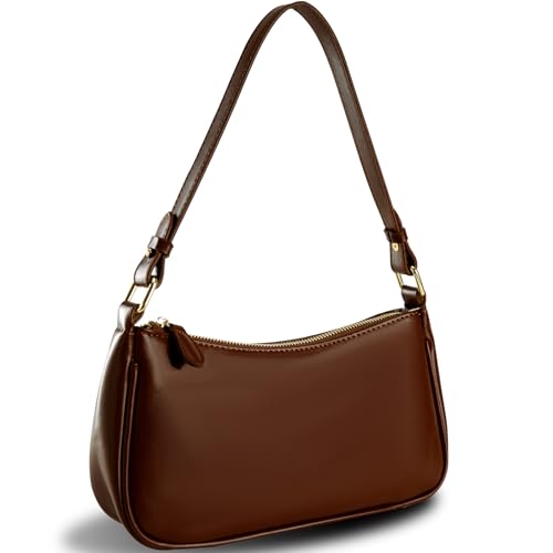 Image of Shoulder Bags for Women Leather Hobo Sling Tote Handbag Retro Clutch Purse with 2 Removable Straps and Zipper Closure