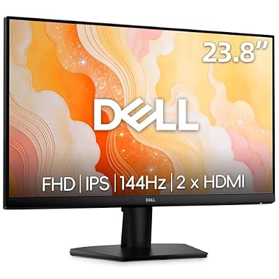Dell 24 inch Monitor, LED FHD - 144Hz Refresh Rate 1000:1 Contrast Ratio, 1ms MPRT, AMD FreeSync - VESA, Anti-Glare, TÜV Rheinland Eye Comfort, Tilt, 2 x HDMI, Black