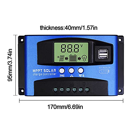 100A MPPT 36V/48V/60V Solar Charge Controller with LCD Display, Multiple Load Control Modes Dual USB MPPT Multi-Function LCD Displays Solar Charge Controller - Thumbnail 5