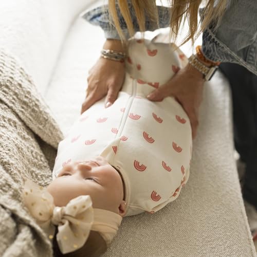 Image of Tiny Twinkle Baby Sleep Sack 3-6 Months 1.0 TOG, Cotton & Elastane Wearable Blanket, Swaddle Transition Micro-Fleece, Machine Washable (Rainbows)