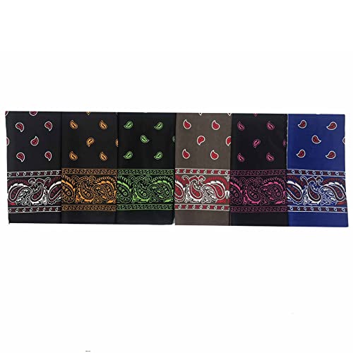 Supcow BANDTGYB01-06 12 Pack Paisley Bandana Novelty Cotton Bandanas Cowboy Handkerchiefs Classic Scarf thumb #5
