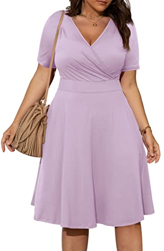Image of POSESHE Womens Plus Size Dresses Sleeveless Wrap V-Neck Sundress Casual Summer Wedding Guest Cocktail Dress with Pockets