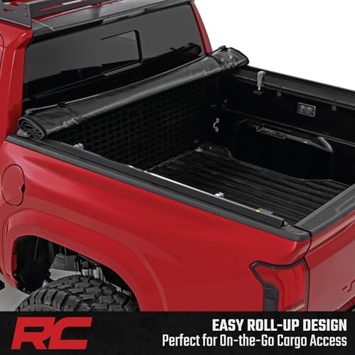 Image of Rough Country Soft Roll Up Truck Bed Tonneau Cover for Toyota Tacoma (2024-2026) - Fits 5' (60 inch) Bed, Weather-Resistant Roll Up Bed Cover