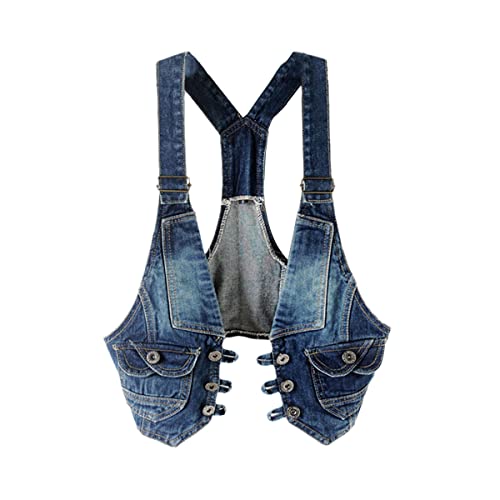 Veste sans manches courte femme denim noir pour oser le retro
