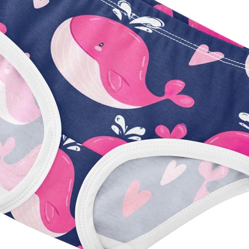 Cotton Girls Underwear Toddler Happy Pink Whales Navy Panties for Girl Animals Undies Kids Briefs 2t4