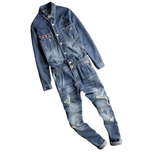 Salopette homme vintage au style britannique délavé et déchiré