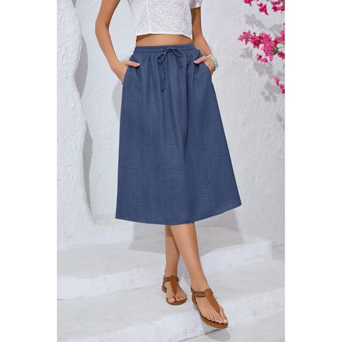 Image of Witsmile Women's Summer Pleated High Waisted Casual Flowy Skirt Pockets
