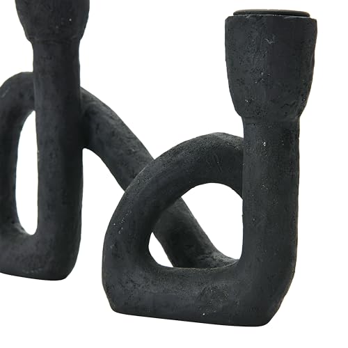 Bloomingville AH1736 Black Decorative Resin Double Taper Candle Holder thumb #6