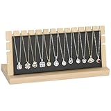 KUKUVR Wooden Necklace Display Stand, Detachable PU Pad Jewelry Organizer Holder for Necklace Pendant Bracelet Chain Earring, Jewelry Display for Selling, Retail, Home Storage (Black PU)