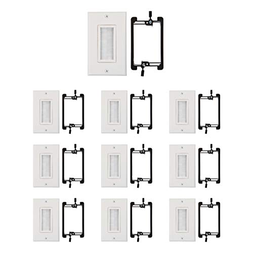 Limited Discount Buyer's Point Brush Wall Plate [UL Listed], with Single Gang Low Voltage Mounting Bracket Device (White Kit) (10, White Kit)