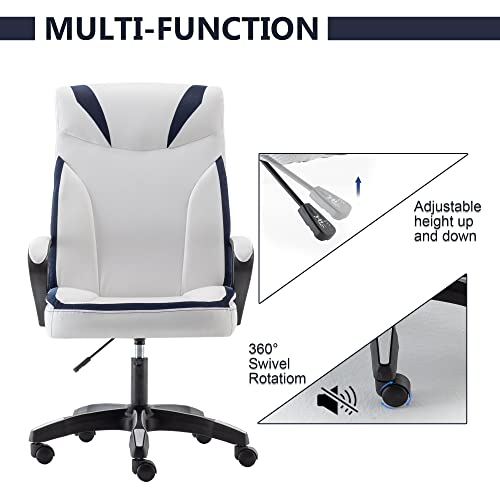 Ergonomic Office Chair Adjustable High Back Office Chair Leather Swivel Chair With Arm Wheels, White Office Desk Chair For Heavy People Adults #TOP5