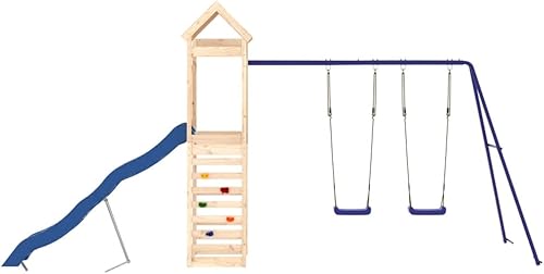 Miniatura 7 de vidaXL Juego para exteriores - Construcción de madera de pino maciza, equipo de juego multiactividad con juego de columpio, tobogán y arenero -
