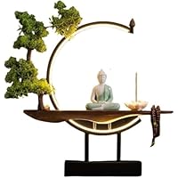 Amazon｜新しい中国の禅仏飾り、人工屋内植物、家の装飾ギフト、LED