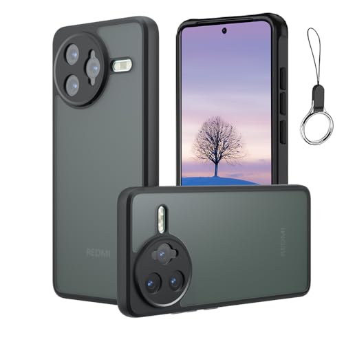 Xiaomi POCO F7 Ultra 用 ケース 半透明のデザイン マット感ケース 米軍MIL規格取得 ハイブリット TPUバンパー PCマイクロドット加工 耐衝撃 黄ばみなし 指紋防止 擦り傷防止 Xiaomi POCO F7 Ultra-ブラック