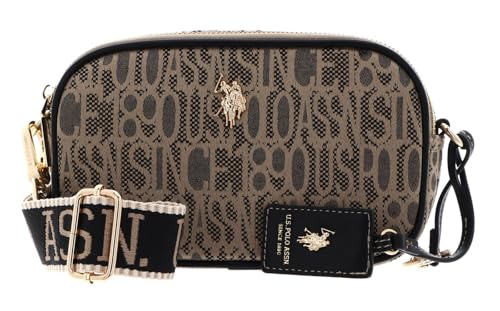 Image of U.S. POLO ASSN. cross body bag Jacquard Crossbody Bag With Zip Black taupe