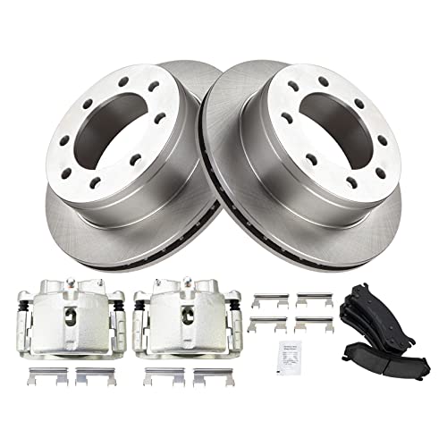 Image of TRQ Rear Brake Pad, Caliper, & Rotor Kit Ceramic Vented Compatible with 2002-2006 Chevrolet Avalanche 2500 2001-2013 Suburban 2500 GMC Yukon XL 2500