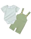YUEMION Baby Boy Clothes Newborn Infant Boy Outfits 2Pcs Stripe Top Romper Pants Set 0-24 Months Overalls Toddler Boy Clothes(0-3 Months)