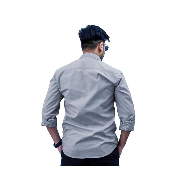 Sparrow Outfit Men’s Pure Cotton Regular Fit Shirt | Casual Wear Formal Shirts for Men and Boys | Spread Collar Long Sleeve Button Down Shirt for Office Parties Festival Special Occasions (Grey)