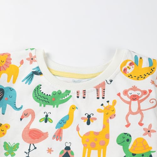 Image of HILEELANG Toddler Boy Short Sets Summer Soft Cotton Casual Animal Print Daily Short Clothes Sets 2T