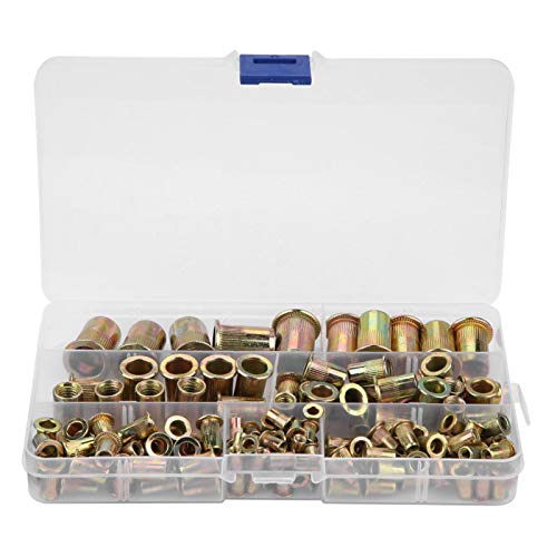 Dado per rivetti a testa piatta 150 pezzi M3/M4/M5/M6/M8/M10/M12 In acciaio al carbonio a testa piatta filettato Rivetto cieco Inserto Rivnut