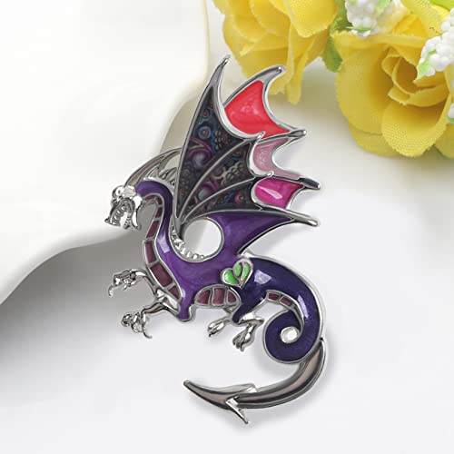 Image of WEVENI Alloy Fantasy Dinosaur Dragon Brooch Enamel Pins for Women Lady Girl Fashion Jewelry Gift