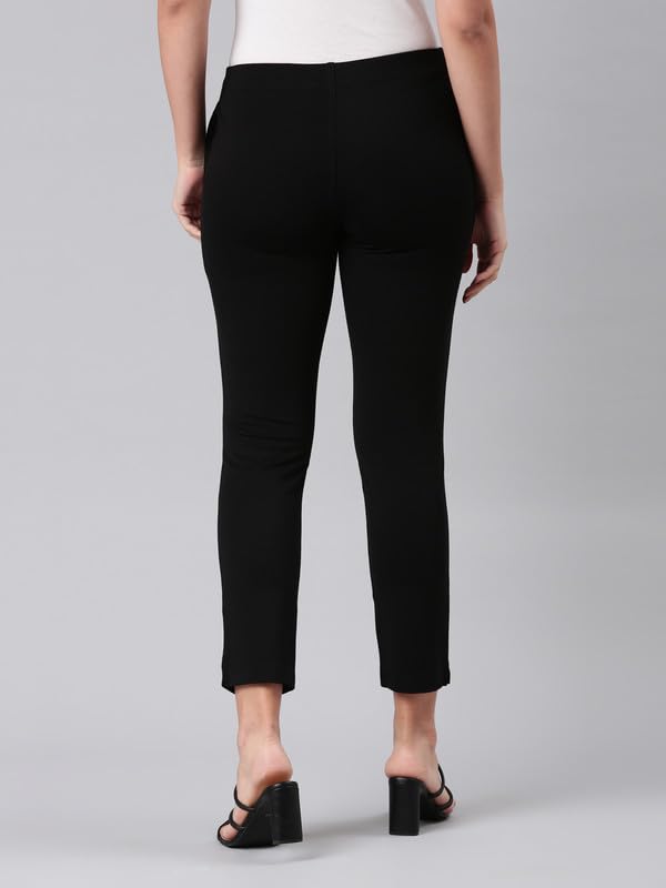 Image of GO COLORS Ponte Smart Kurti Pants Full Length for Women | Breathable, Mid Rise